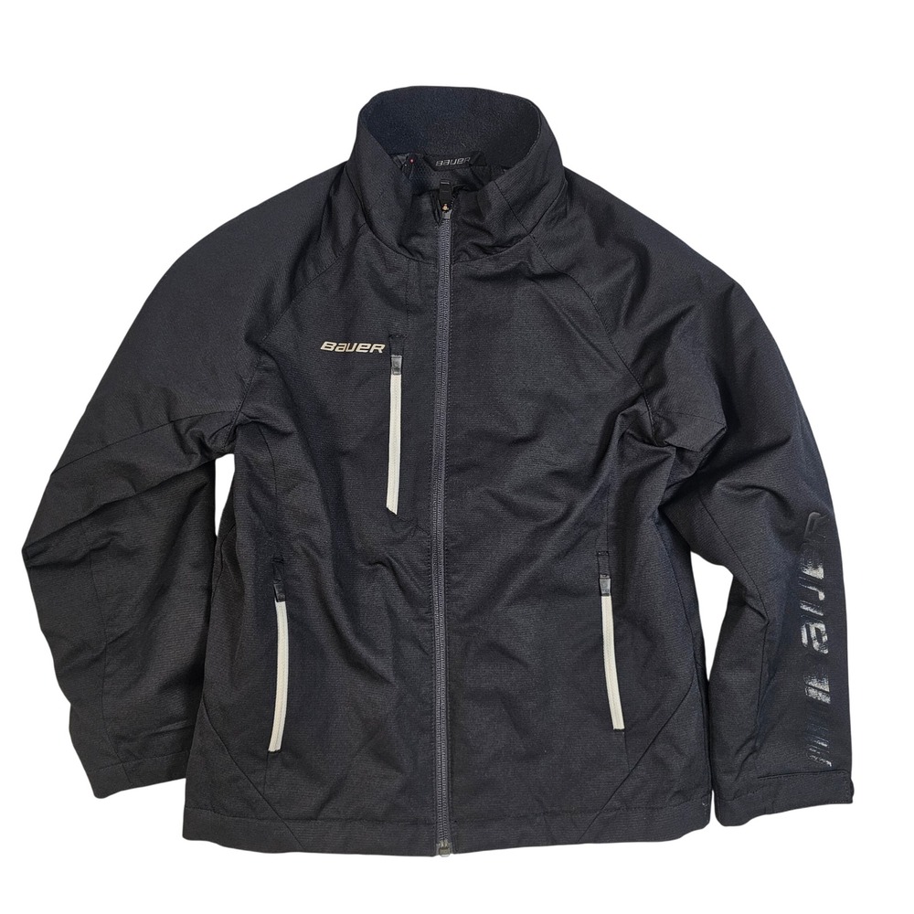 Bauer Team Youth Small Black Full Zip Hockey Jacket Softshell Training Coat S/P